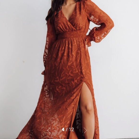 Large Bridget Textured Maxi Dress in Rust - Picture 2 of 3